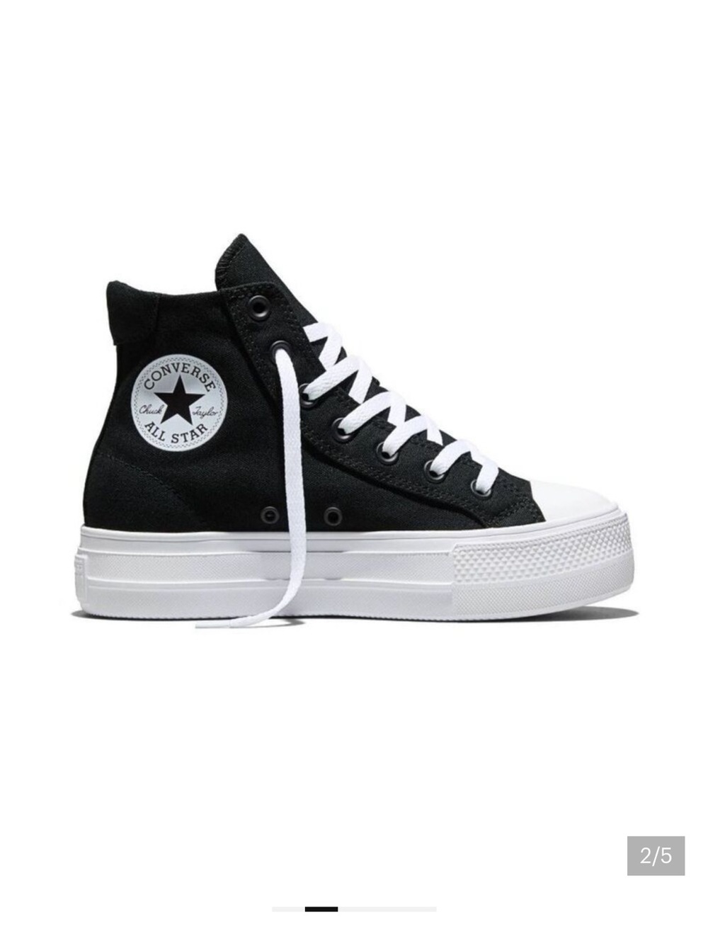 Converse High Top Platform Sneakers - Black & White 9